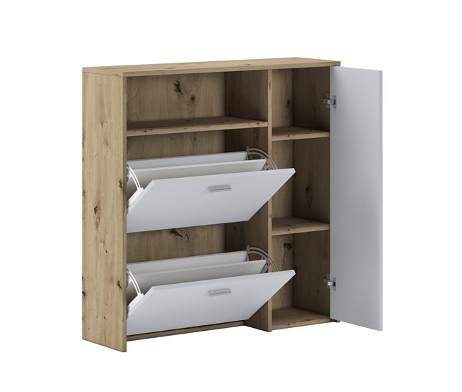 Conforama Muebles De Entrada Dafenagya Entrada Para Perchas Composición Para Atrio Consola De Almacenamiento Multifunción 92x27h94 Cm Roble Y Blanco