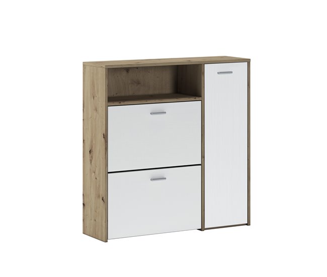 Conforama Muebles de entrada Dafenagya Entrada para perchas Composición para atrio Consola de almacenamiento multifunción 92x27h94 cm Roble y Blanco