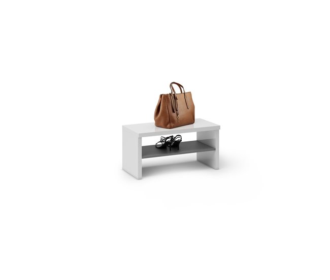 Conforama Muebles de entrada Dbara Entrada para perchas Composición para atrio Consola de almacenamiento multifunción Made in Italy 80x40h40 cm Blanco brillante y Antracita