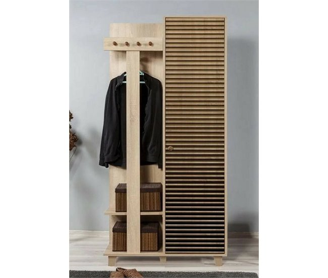 Conforama Muebles De Entrada Dgaldiol Entrada Para Perchas Composición Para Atrio Consola De Almacenamiento Multifunción 90x36h194 Cm Roble