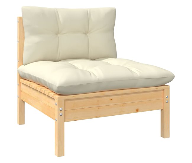 Conforama Muebles De Jardin 8 Piezas Y Cojines Madera Maciza De Pino Crema