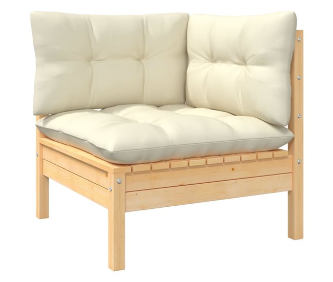 Conforama Muebles De Jardin 8 Piezas Y Cojines Madera Maciza De Pino Crema