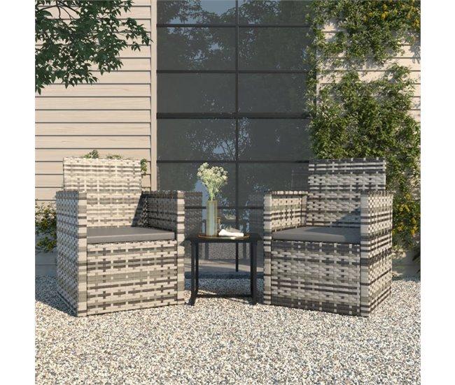 Conforama Muebles De Jardín Con Cojines 3 Piezas Ratán Sintético Gris VidaXL