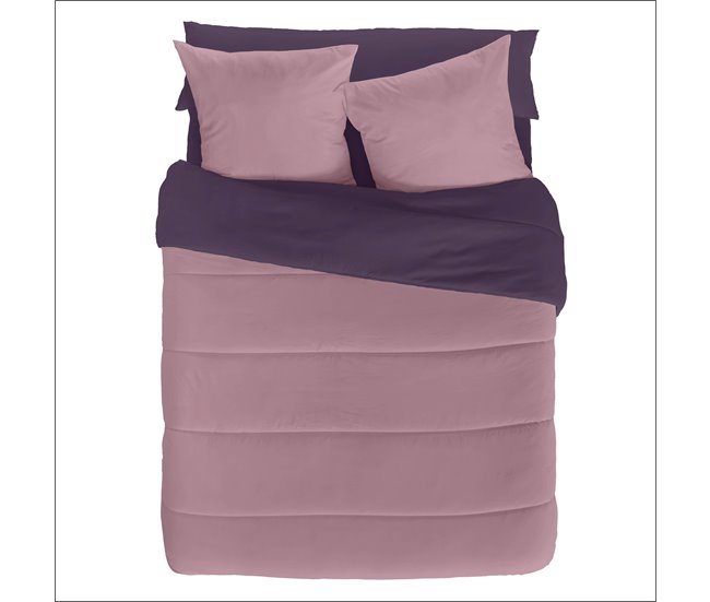 Conforama NATURALS - Edredón Bicolor Cama 90 - Microfibra Poliéster - 300 Gr - Fabricado En España - BERENJENA/ROSA VIEJO