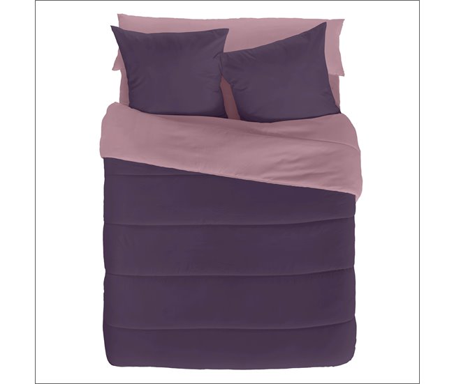 Conforama NATURALS - Edredón Bicolor Cama 90 - Microfibra Poliéster - 300 Gr - Fabricado en España - BERENJENA/ROSA VIEJO