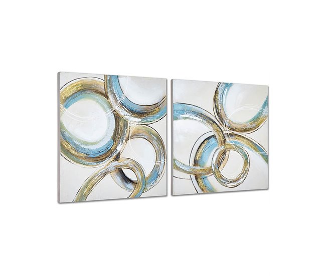 Conforama Oleos Presume De Casa Denise60*60*3beige/azul/doradolienzo Oleo