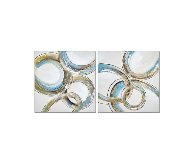 Conforama Oleos Presume De Casa Denise60*60*3beige/azul/doradolienzo Oleo