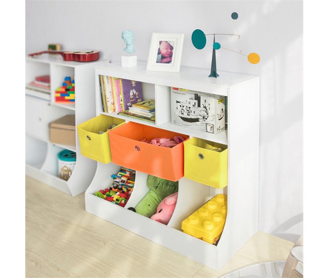 Conforama Organizador De Juguetes Y Libros Para Niños Estantería Estándar Infantil 92 X 40 X 93 Cm KMB26-W SoBuy