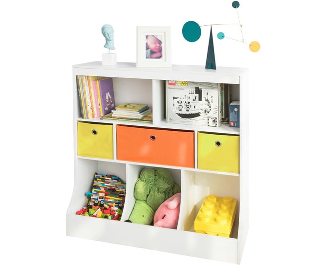 Conforama Organizador de Juguetes y Libros para Niños Estantería estándar Infantil 92 x 40 x 93 cm KMB26-W SoBuy