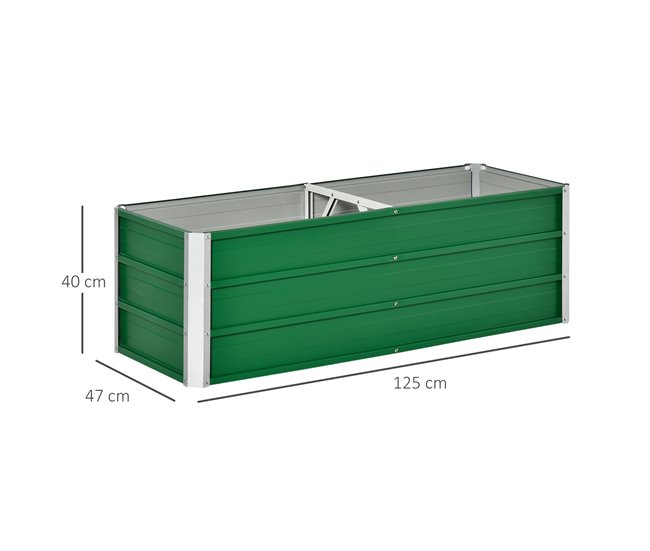 Conforama Outsunny Arriate De Jardín De Acero Incluye Guantes Huerto Urbano Jardinera Macetero Rectangular Para Cultivos Plantas Flores Para Terraza Balcón Exterior 125x47x40 Cm Verde