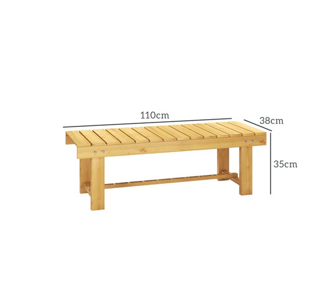 Conforama Outsunny Banco De Jardín De 2 Plazas Banco De Madera Carga 250 Kg Banco Para Patio Terraza 110x38x35 Cm Natural