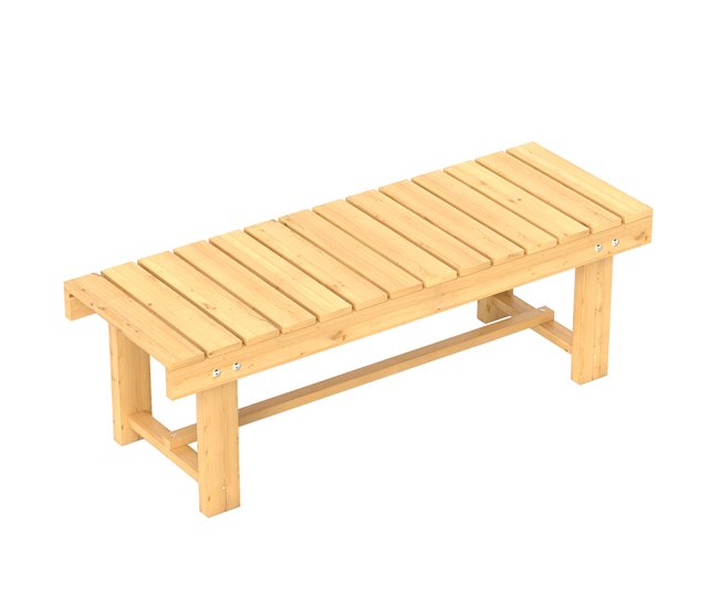 Conforama Outsunny Banco de Jardín de 2 Plazas Banco de Madera Carga 250 kg Banco para Patio Terraza 110x38x35 cm Natural