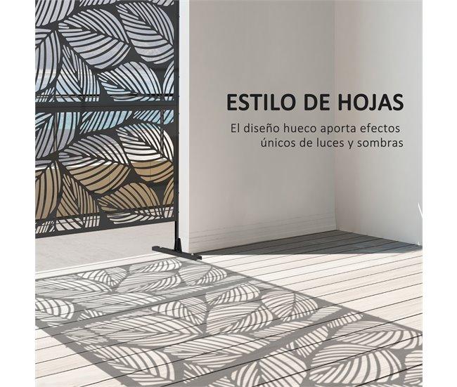 Conforama Outsunny Biombo De Exterior Separador De Ambientes Con 3 Piezas Patrón De Hoja Grande Y Marco De Acero Pantalla De Privacidad Para Patio Terraza Jardín 122x45x198 Cm Negro
