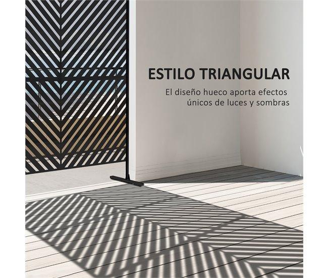 Conforama Outsunny Biombo De Exterior Separador De Ambientes Con 3 Piezas Patrón De Triángulo Invertido Con Marco De Acero Pantalla De Privacidad Para Patio Terraza Jardín 122x45x198 Cm Blanco