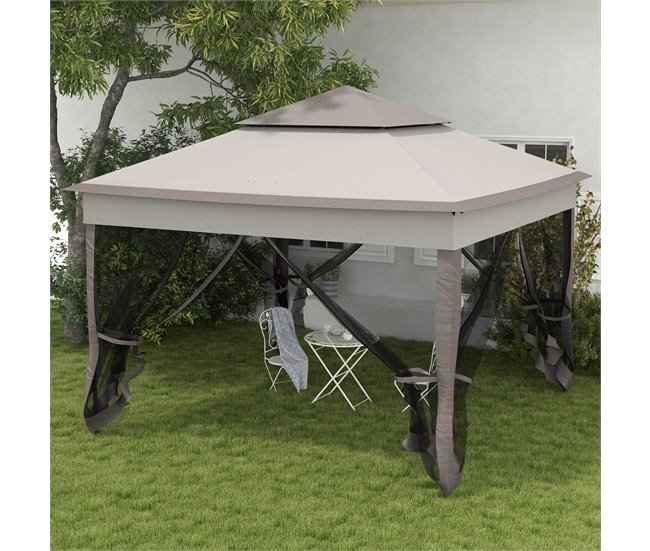 Conforama Outsunny Carpa Plegable Gazebo 3 3x3 3 M Cenador Plegable Con 4 Paredes Laterales De Malla Anti-UV Y Bolsa De Transporte Para Camping Fiestas Gris