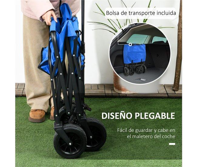 Conforama Outsunny Carro Plegable Con Toldo Desmontable Carro De Playa Carro De Jardín Con Longitud Y Ángulo Del Mango Ajustables Ruedas Grandes Y Bolsa De Transporte Carga 100 Kg Para Compra Azul