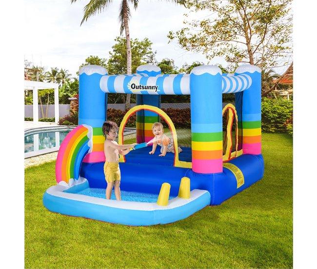 Conforama Outsunny Castillo Hinchable Con Cama De Salto Y Piscina Para Niños De +3 Años Incluye Inflador Y Bolsa De Transporte Para Interior Exterior 280x170x155 Cm Multicolor