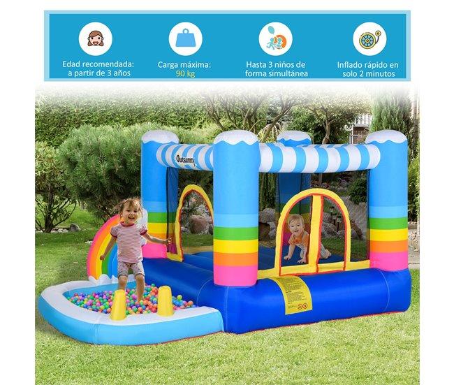 Conforama Outsunny Castillo Hinchable Con Cama De Salto Y Piscina Para Niños De +3 Años Incluye Inflador Y Bolsa De Transporte Para Interior Exterior 280x170x155 Cm Multicolor