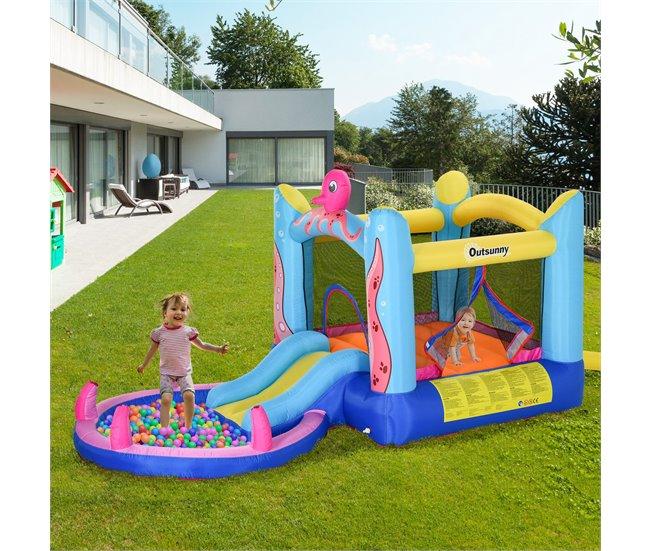 Conforama Outsunny Castillo Hinchable Para Niños Con Patrón De Pulpo Castillo Inflable Infantil Con Tobogán Cama De Salto Piscina Inflador Y Bolsa De Transporte 360x175x180 Cm Multicolor