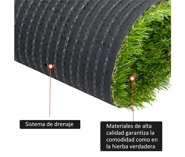 Conforama Outsunny Césped Artificial 3x1 M Con Altura De Hierba 25mm Tipo Alfombra O Estera De Hierba Sintética De Exterior Para Jardín Y Terraza