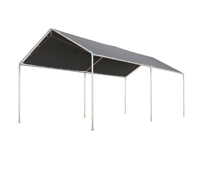 Conforama Outsunny Cochera Exterior 3x6 m Carpa Garaje para Coche Impermeable con Toldo de Tela PE y Marco de Acero Galvanizado Pabellón Gazebo para Jardín Patio Gris