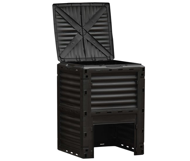 Conforama Outsunny Compostador Capacidad de 300L Compostera Orgánica para Producción Abono de Jardín Exterior con 48 Respiraderos 60 5x60 5x81 5 cm Negro