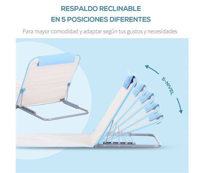 Conforama Outsunny Conjunto De 2 Esterillas De Playa Plegable Esterillas Con Respaldo Reclinable En 5 Niveles Reposacabezas Y Bolsa De Transporte 134x48x33-43 Cm Beige