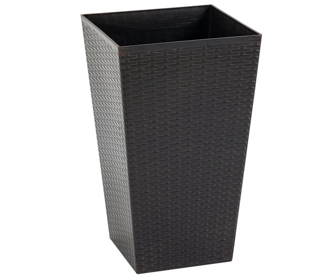 Conforama Outsunny Conjunto de 3 Macetas Cuadradas para Plantas Flores 3 Maceteros con Efecto de Símil Ratán para Jardín Terraza Interior y Exterior 36 5x36 5x61 cm Marrón