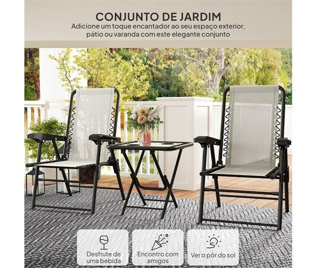 Conforama Outsunny Conjunto De Mesa Y Sillas De Terraza Exterior De 3 Piezas Muebles De Jardín Exterior Plegables Con Estructura De Acero Y Portavasos Para Patio Crema