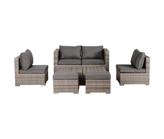Conforama Outsunny Conjunto De Muebles De Jardín 8 Piezas De Ratán Convertible Con 2 Mesas De Centro 2 Sofás Esquineros 2 Sillones 2 Taburetes Con Cojines Para Patio Porche Terraza Gris
