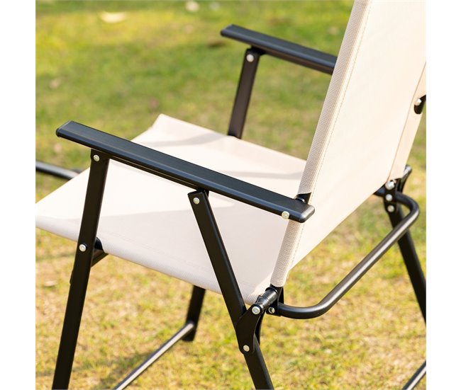 Conforama Outsunny Conjunto De Muebles De Jardín Con 4 Sillas Plegables Mesa De Comedor De Vidrio Y Sombrilla Inclinable Protección Del Sol Para Patio Terraza Exterior 80x80x70 Cm Beige