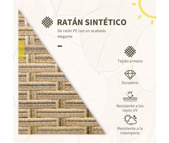 Conforama Outsunny Conjunto De Muebles De Jardín De 3 Piezas Juego De 2 Sillas Y Mesa De Ratán Con 2 Cojines Acolchados Y Marco De Acero Para Terraza Balcón Exterior Marrón