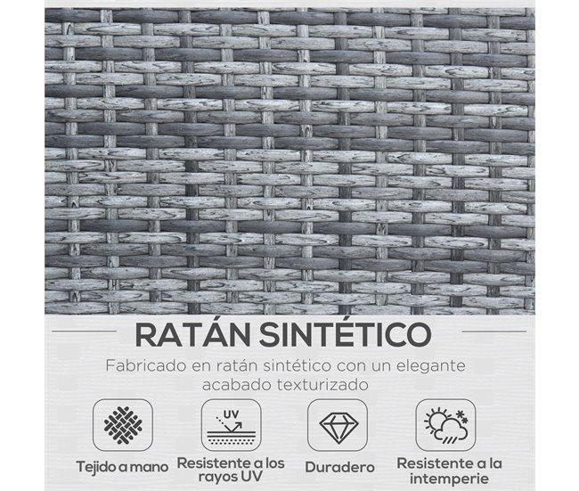 Conforama Outsunny Conjunto De Muebles De Jardín De Ratán 4 Piezas Juego De Muebles De Jardín Incluido 1 Sofá De 2 Plazas 2 Sillones Y 1 Mesa De Centro Con Tablero De Vidrio Para Terraza Gris
