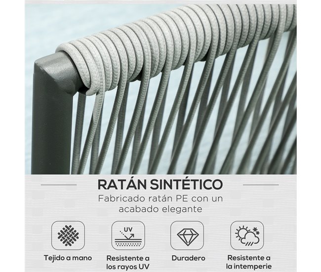 Conforama Outsunny Conjunto De Muebles De Ratán 4 Piezas Con Marco De Aluminio Set De Muebles De Jardín 2 Sofá De 2 Plazas Sofá De Esquina Mesa De Centro Con 6 Cojines Acolchados Para Exterior Patio Gris