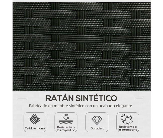 Conforama Outsunny Conjunto De Muebles De Ratán De Jardín 3 Piezas Muebles De Ratán Exterior Sofá De 3 Plazas Con Cojines Acolchados Mesa De Centro Con Tablero De Vidrio Templado Y Reposapiés Anti-UV Negro