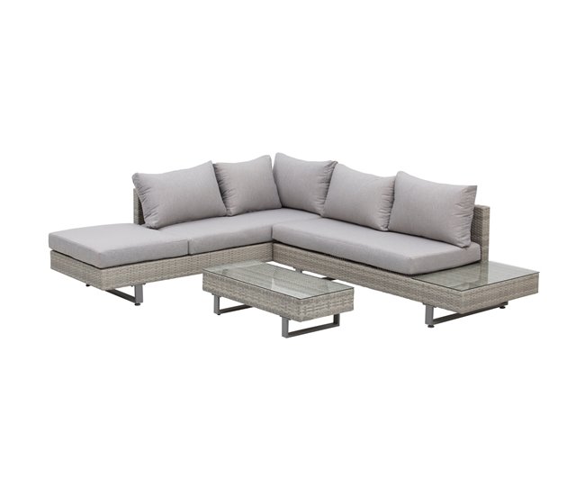 Conforama Outsunny Conjunto de Muebles Ratán de 3 Piezas Mesa de Centro Sofá Doble y Sofá de 3 Plazas con Cojines Extraíbles para Exterior Jardín Terraza Patio Acero Gris