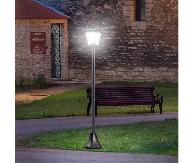 Conforama Outsunny Farola Solar Luz Solar Para Jardín Con Panel Solar Encendido Automático Y Marco De Acero Inoxidable Impermeable IP44 Para Terraza Patio 18x18x160 Cm Negro