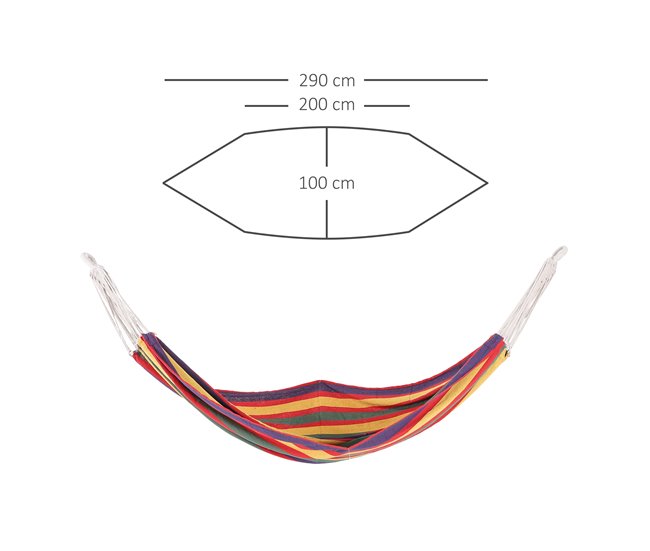 Conforama Outsunny Hamaca De Algodón Para Jardín 200x100 Cm Hamaca Colgante Portátil Carga Máx. 120 Kg Para Acampar Piscina Camping Rayas Multicolor