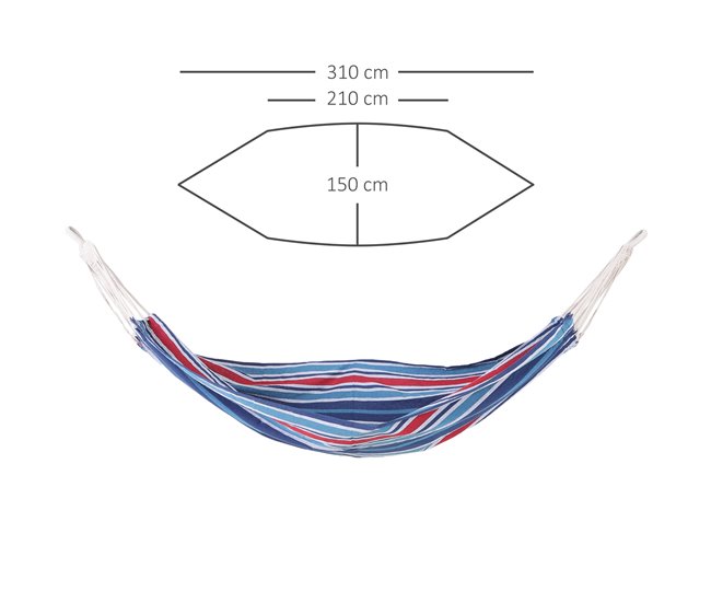 Conforama Outsunny Hamaca De Algodón Para Jardín 210x150 Cm Hamaca Colgante Portátil Carga Máx. 180 Kg Para Acampar Piscina Camping Rayas Azul Y Rojo