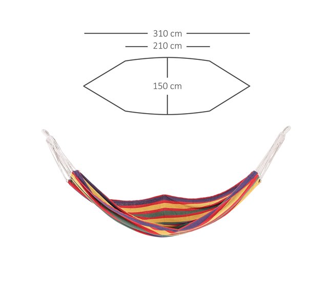 Conforama Outsunny Hamaca De Algodón Para Jardín 210x150 Cm Hamaca Colgante Portátil Carga Máx. 180 Kg Para Acampar Piscina Camping Rayas Multicolor