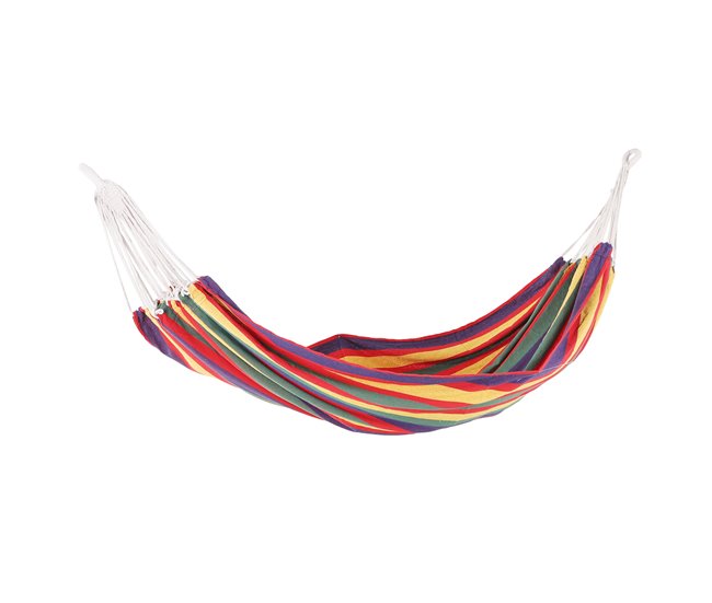 Conforama Outsunny Hamaca de Algodón para Jardín 210x150 cm Hamaca Colgante Portátil Carga Máx. 180 kg para Acampar Piscina Camping Rayas Multicolor