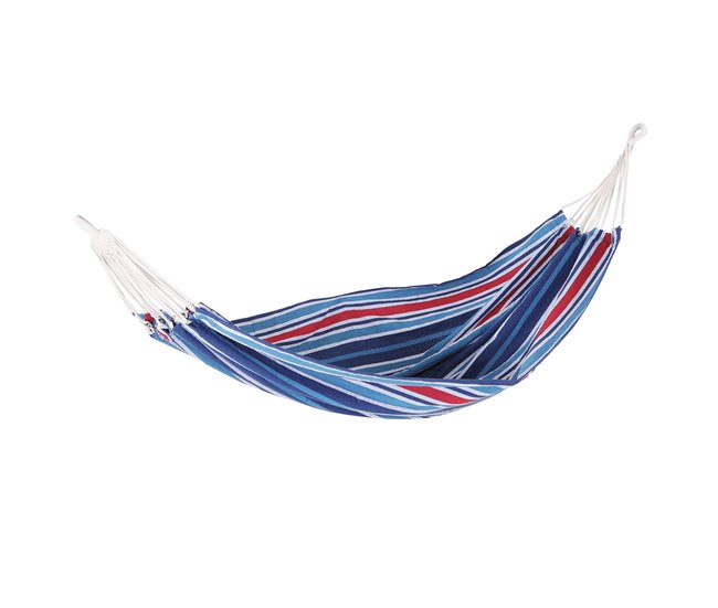 Conforama Outsunny Hamaca de Algodón para Jardín 210x150 cm Hamaca Colgante Portátil Carga Máx. 180 kg para Acampar Piscina Camping Rayas Azul y Rojo