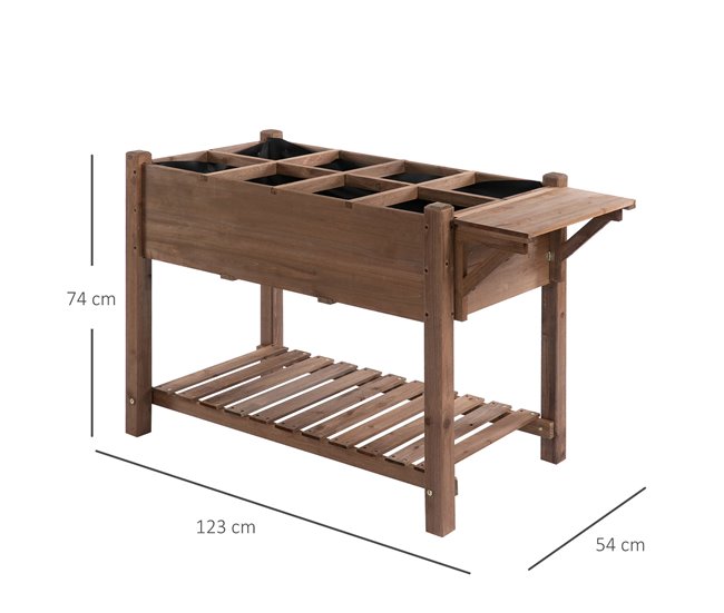 Conforama Outsunny Huerto Urbano Con Estantes Jardinera Elevada De Madera Maciza Para Cultivo Flores Verduras Hierbas 123x54x80 Cm Marrón