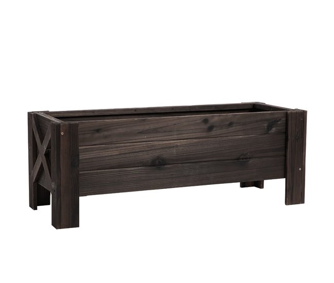 Conforama Outsunny Huerto Urbano Jardinera de Madera Jardinera Rectangular con Patas Elevadas y 2 Drenajes para Flores Plantas Cultivos 100x36 5x36 cm Marrón