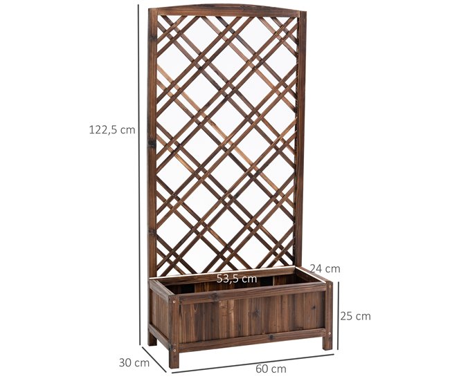 Conforama Outsunny Jardinera Con Enrejado Jardinera Con Celosía De Madera Macetero Con Soporte Para Trepadora Cultivos Plantas En Exterior Terraza Jardín Balcón 60x30x122 5 Cm Marrón
