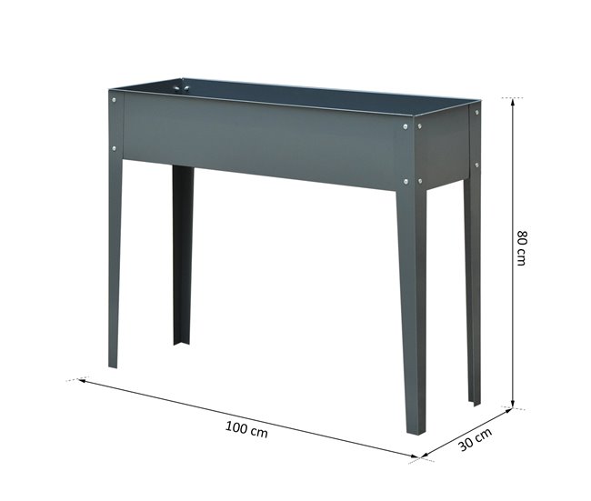 Conforama Outsunny Jardinera Elevada Cama De Jardín Elevada Rectangular Mesa De Cultivo Para Plantas Verduras Y Flores Con 3 Orificios De Drenaje 100x30x80 Cm Gris