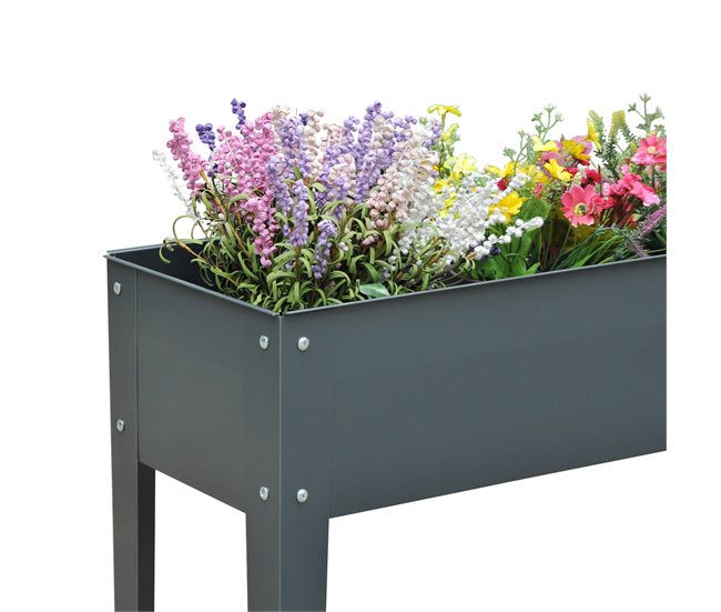 Conforama Outsunny Jardinera Elevada Cama De Jardín Elevada Rectangular Mesa De Cultivo Para Plantas Verduras Y Flores Con 3 Orificios De Drenaje 100x30x80 Cm Gris