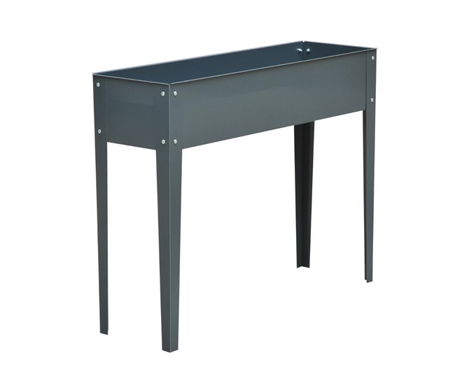 Conforama Outsunny Jardinera Elevada Cama de Jardín Elevada Rectangular Mesa de Cultivo para Plantas Verduras y Flores con 3 Orificios de Drenaje 100x30x80 cm Gris