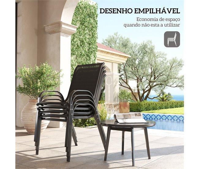 Conforama Outsunny Juego De 4 Sillas De Jardín Exterior Sillas Terraza Exterior Apilables Sillas De Jardín Con Tela Transpirable Marco De Acero Reposabrazos Y Respaldo 54x71x93 Cm Negro