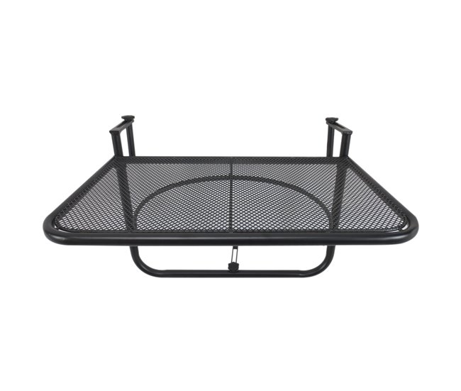 Conforama Outsunny Mesa Colgante De Balcón Con Brazo Regulable Y Altura Ajustable En 3 Posiciones Marco Metálico Carga Máx. 30 Kg 60x56 5x45 Cm Negro